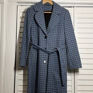 & Other Stories Blue Houndstooth Trench Coat